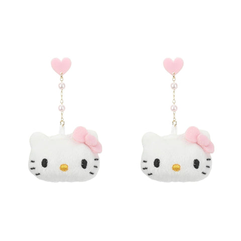 Hello Kitty Heart & Pearls Plush Earrings