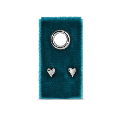 Heart Studs On Velvet Gift Tag: Silver