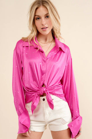 Pink Rhinestone Blouse