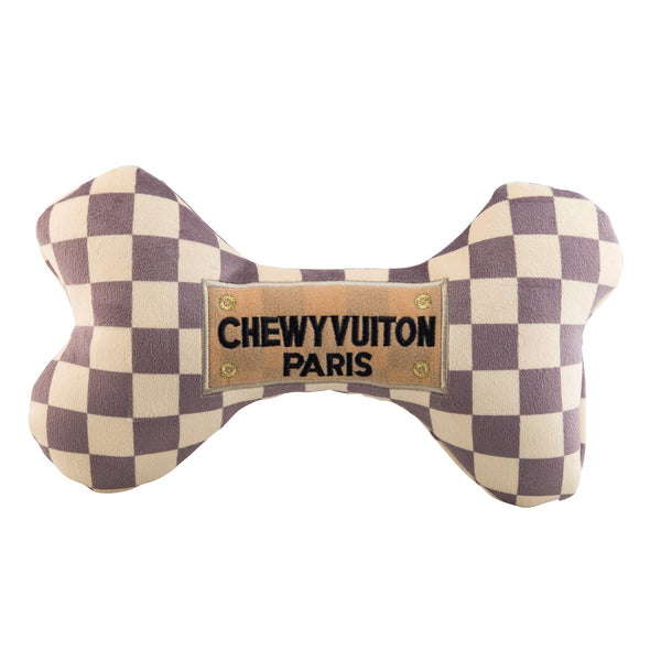 Checker Chewy Vuiton Bones Squeaker Dog Toy Large