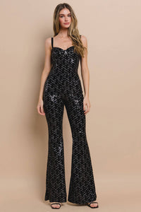 Black Velvet Sequin Jumpsuit