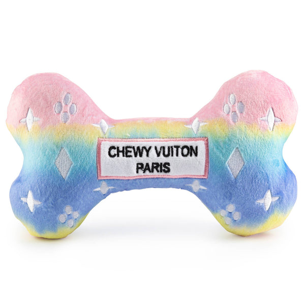 Pink Ombre Chewy Vuiton Bone Squeaker Dog Toy: Small