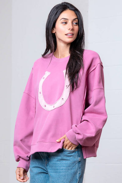 Pink Horseshoe Contrasted Sweatshirt
