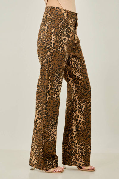 Leopard Rhinestone High Waisted Jeans