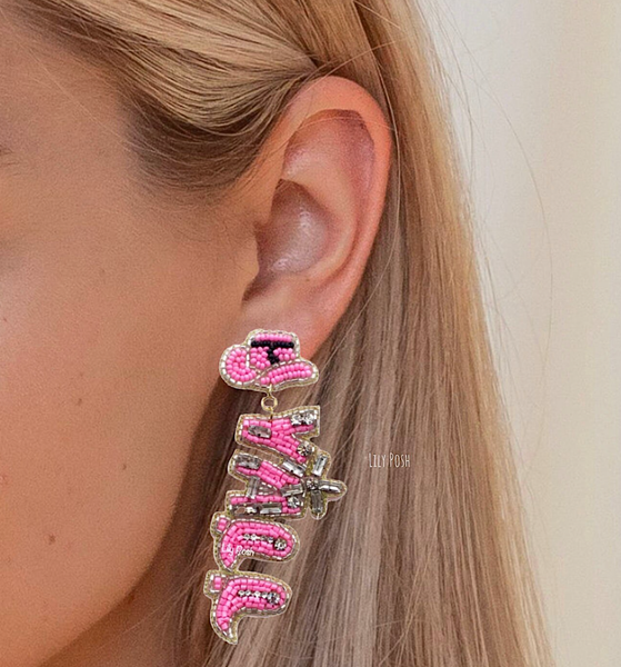 Cowboy Hat Western Boho Seed Bead Earring