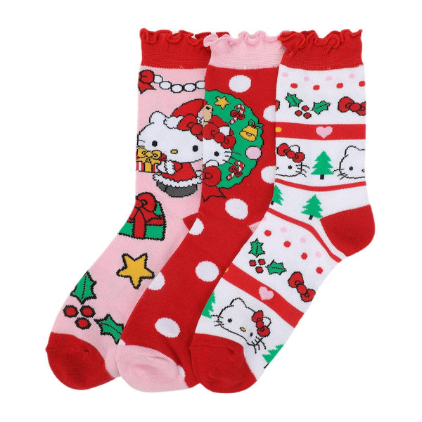 Hello Kitty Christmas 3 Pair Crew Box Set