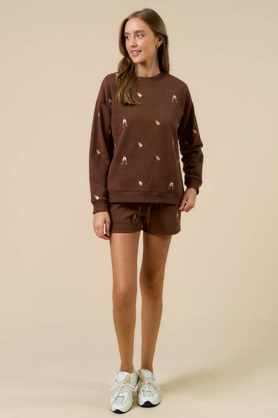 Embroidered Champagne Set Brown