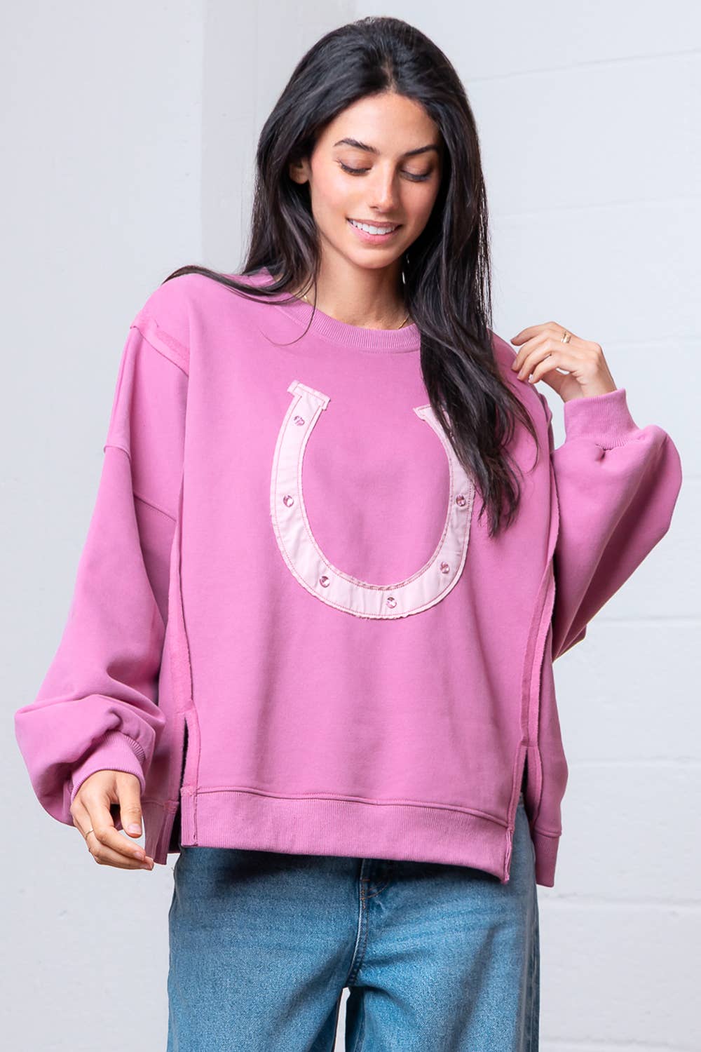Pink Horseshoe Contrasted Sweatshirt