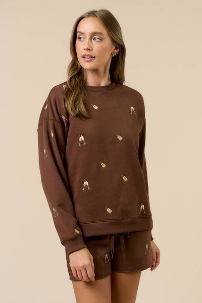 Embroidered Champagne Set Brown