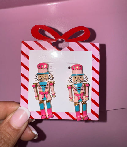 Gift Box Pink Nutcracker Earrings