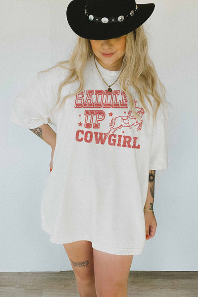 Saddle Up Cowgirl Oversized Graphic Tee