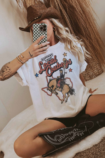 Support Your Local Cowboys Oversized Graphic Tee