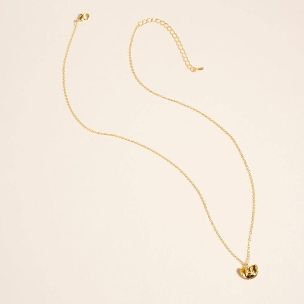 18K Gold Dipped Western Cowboy Hat Rodeo Necklace: 18K GD / ONE
