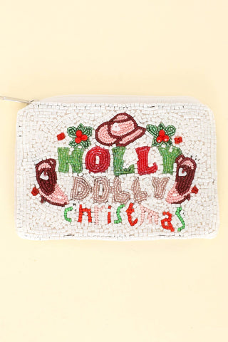 Holly Dolly Christmas Embroidered Coin Bag