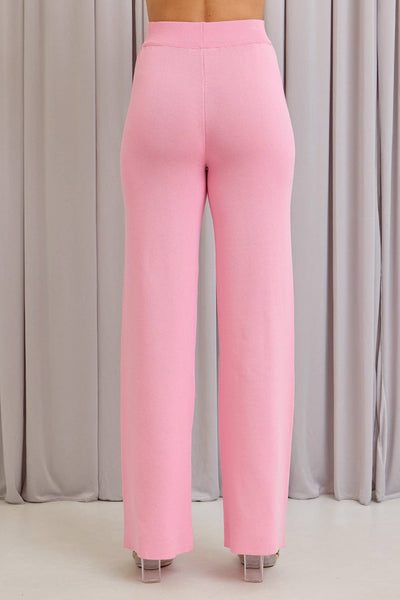 Pink Knit Top And Pants Set