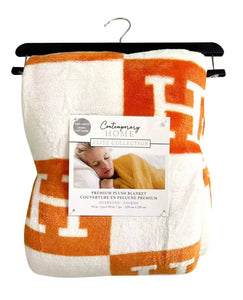 Luxury Orange Print Throw Blanket