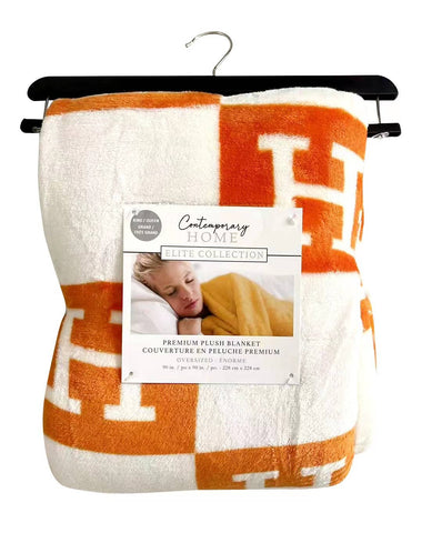 Luxury Orange Print Throw Blanket
