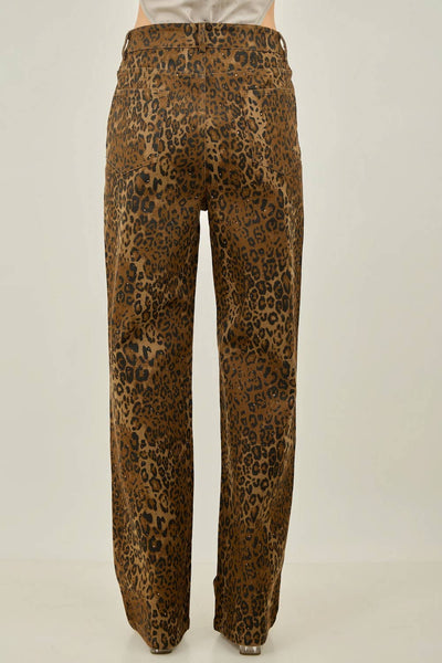 Leopard Rhinestone High Waisted Jeans