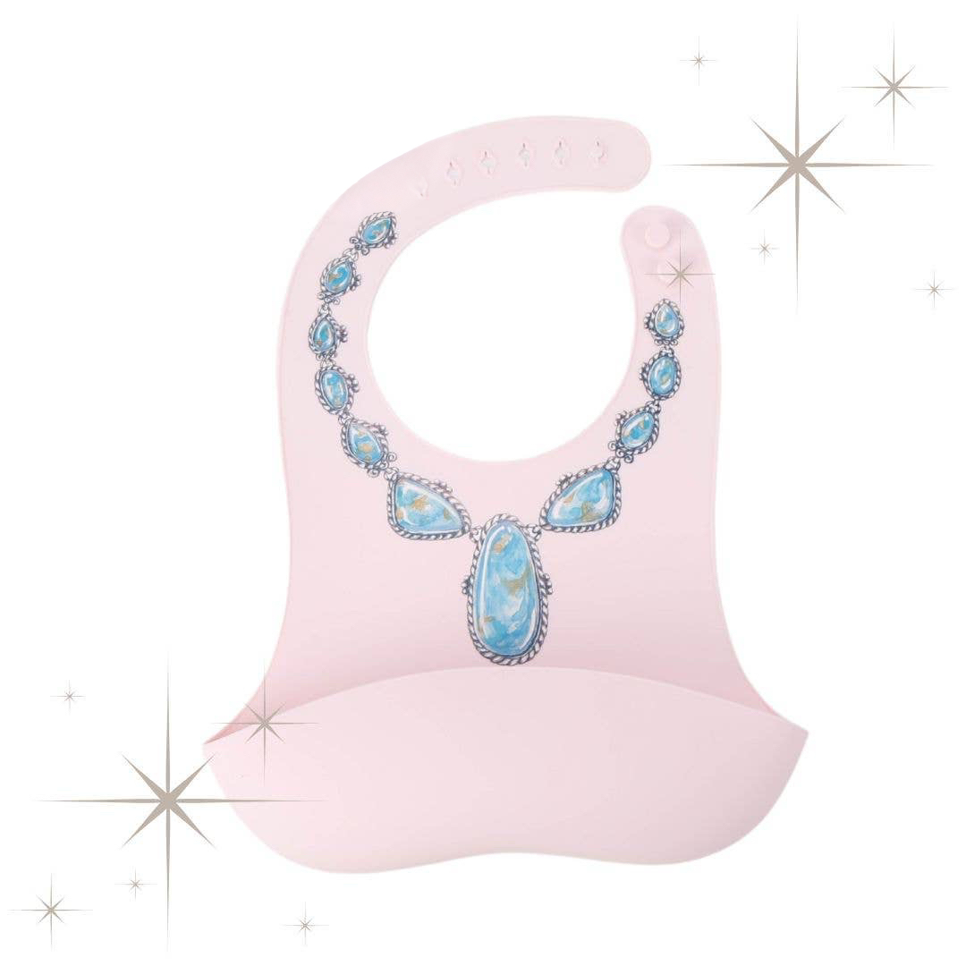 Pink Bib with Blue Lariat