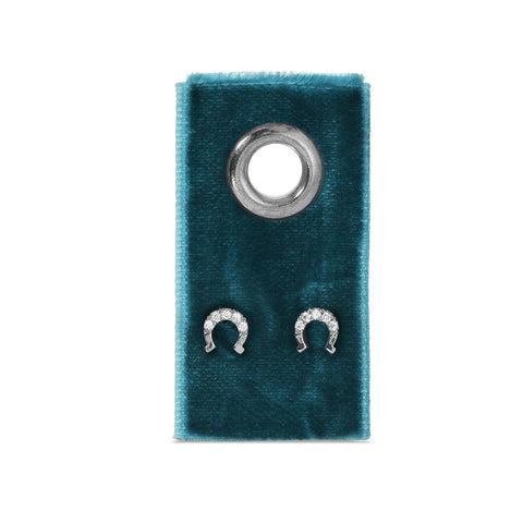 Horseshoe Studs On Velvet Gift Tag: Silver