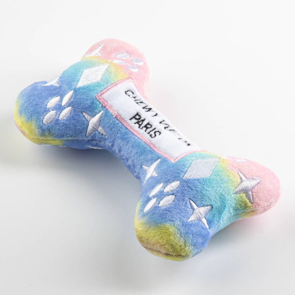 Pink Ombre Chewy Vuiton Bone Squeaker Dog Toy: Small