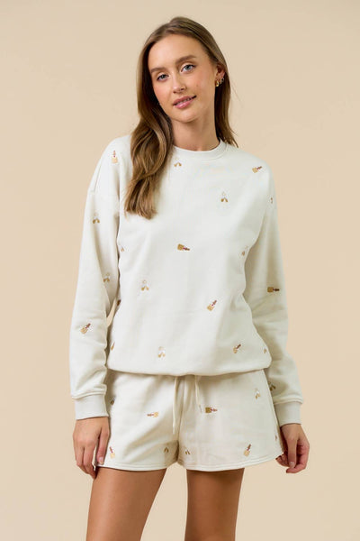 Embroidered Champagne Set Brown