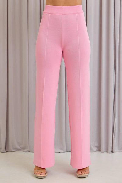 Pink Knit Top And Pants Set