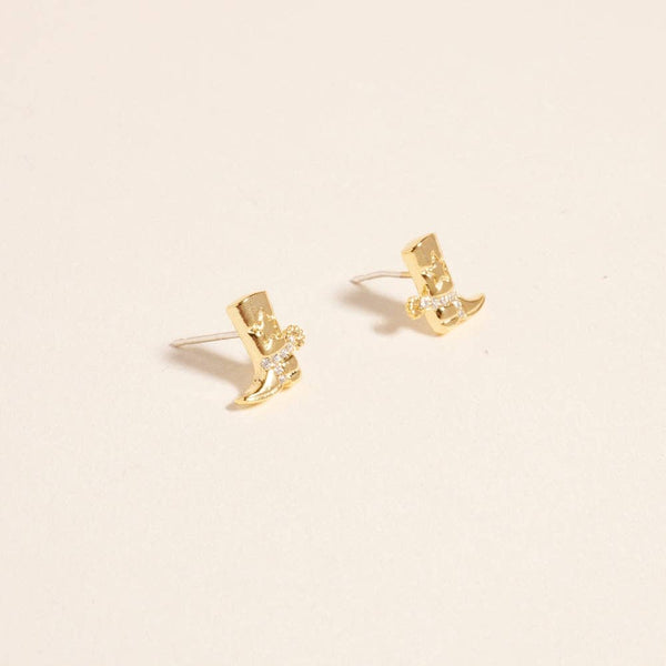 18K Gold Dipped Cowgirl Western Boots Earrings: 18K GD / ONE