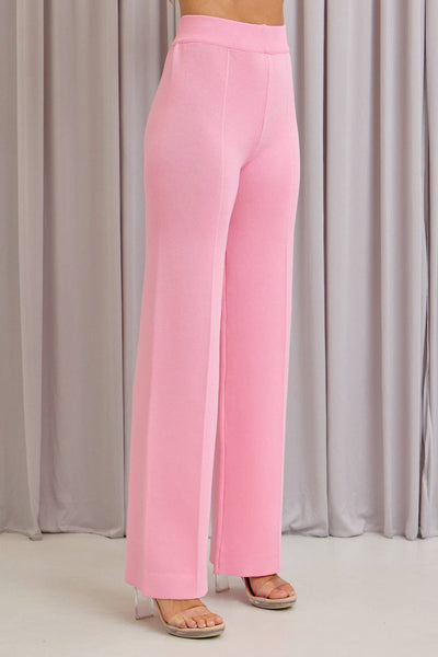 Pink Knit Top And Pants Set