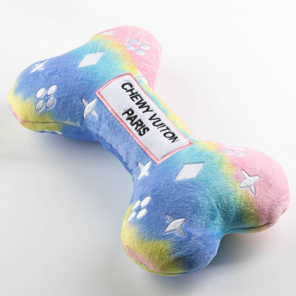 Pink Ombre Chewy Vuiton Bone Squeaker Dog Toy Large