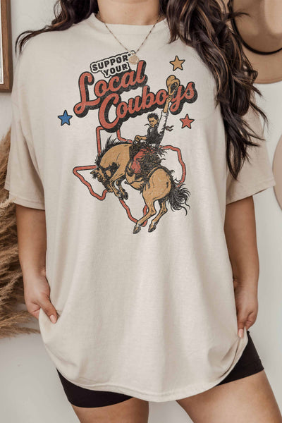 Support Your Local Cowboys Oversized Graphic Tee
