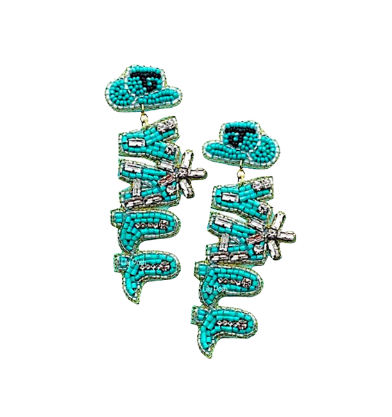 Cowboy Hat Western Boho Seed Bead Earring