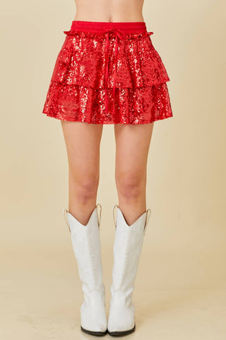 Sequin Ruffled Skort