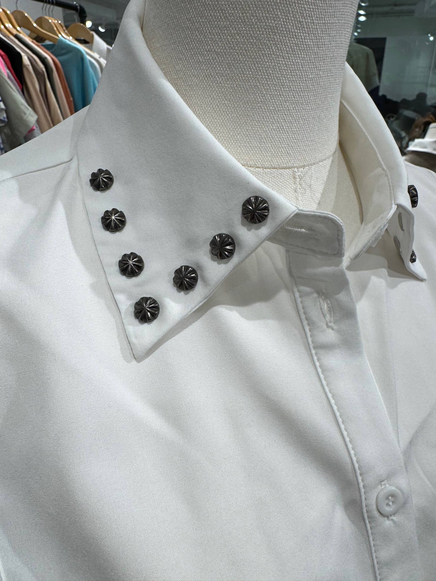 Western white studded faux collar for layering