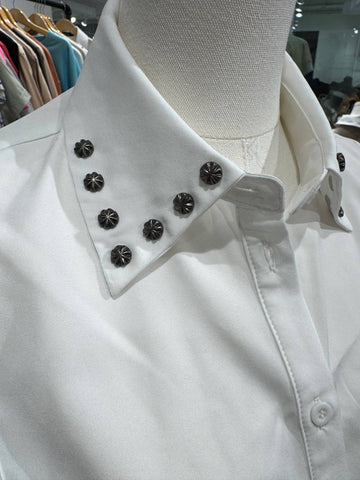 Western white studded faux collar for layering