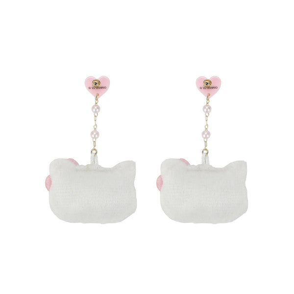 Hello Kitty Heart & Pearls Plush Earrings