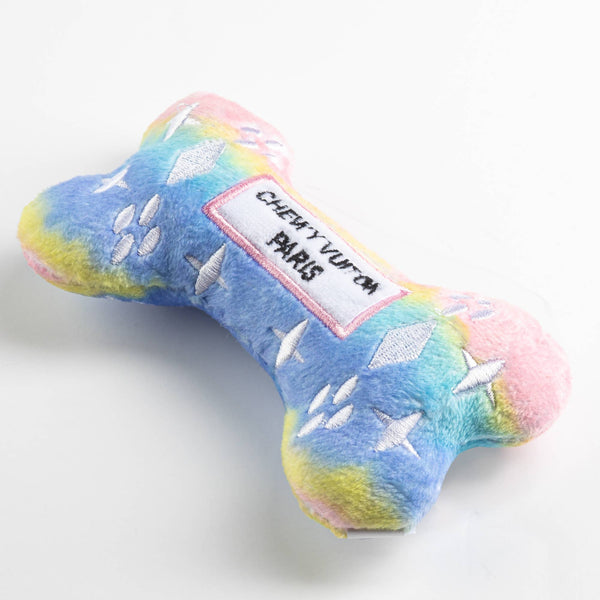 Pink Ombre Chewy Vuiton Bone Squeaker Dog Toy: Small