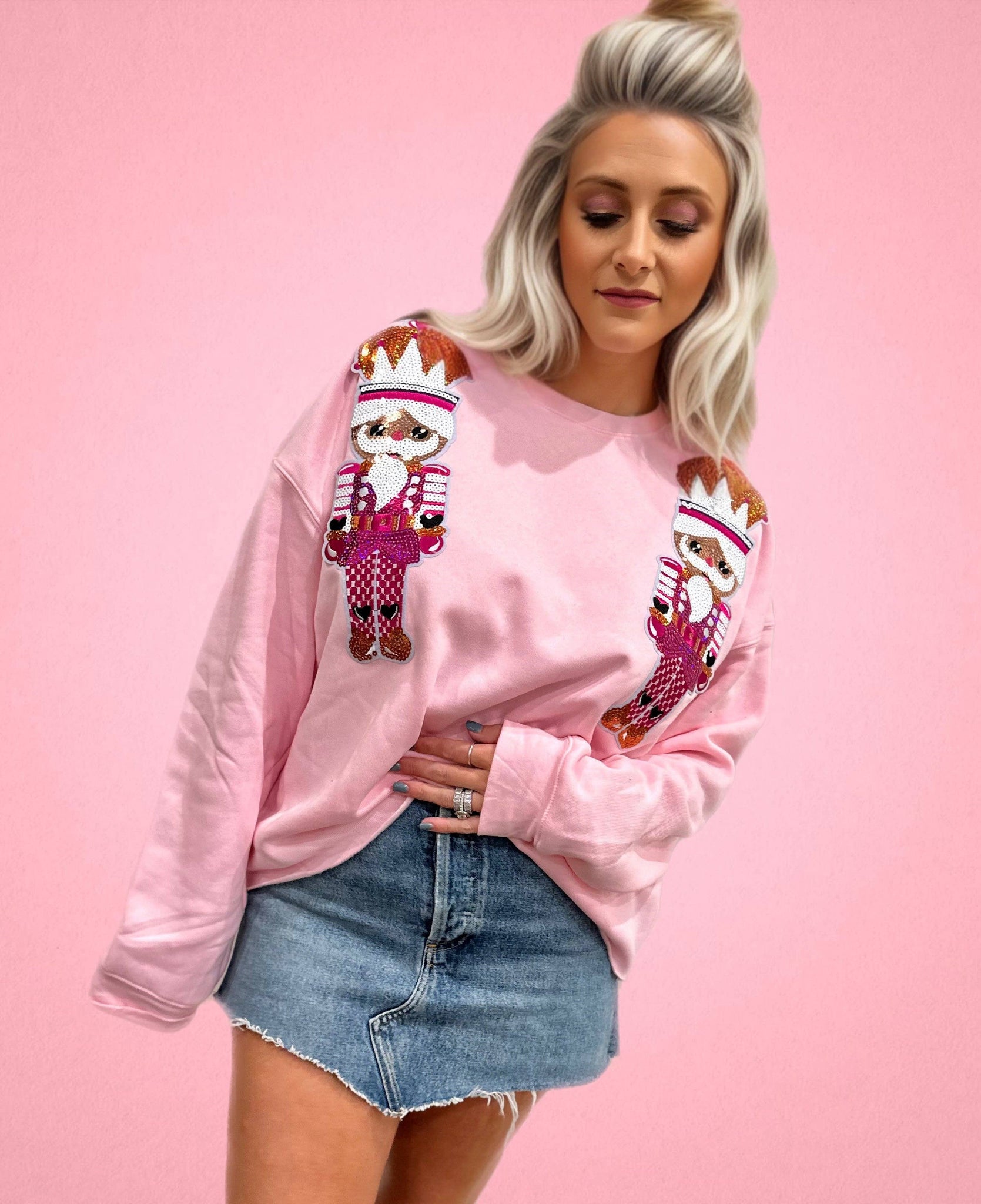 Shimmer Pink Nutcracker Sweater