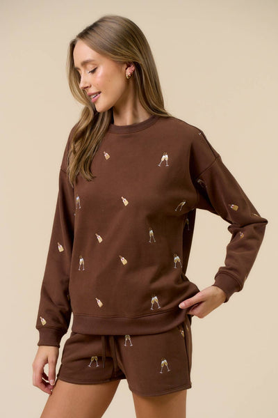 Embroidered Champagne Set Brown