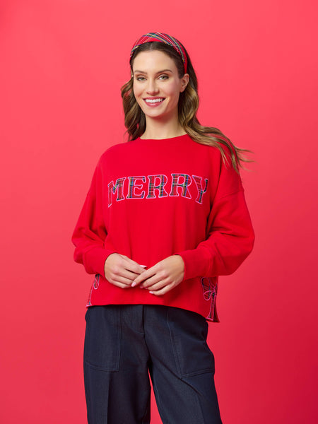 PLAID "MERRY" RELAXED SWEATSHIRTS