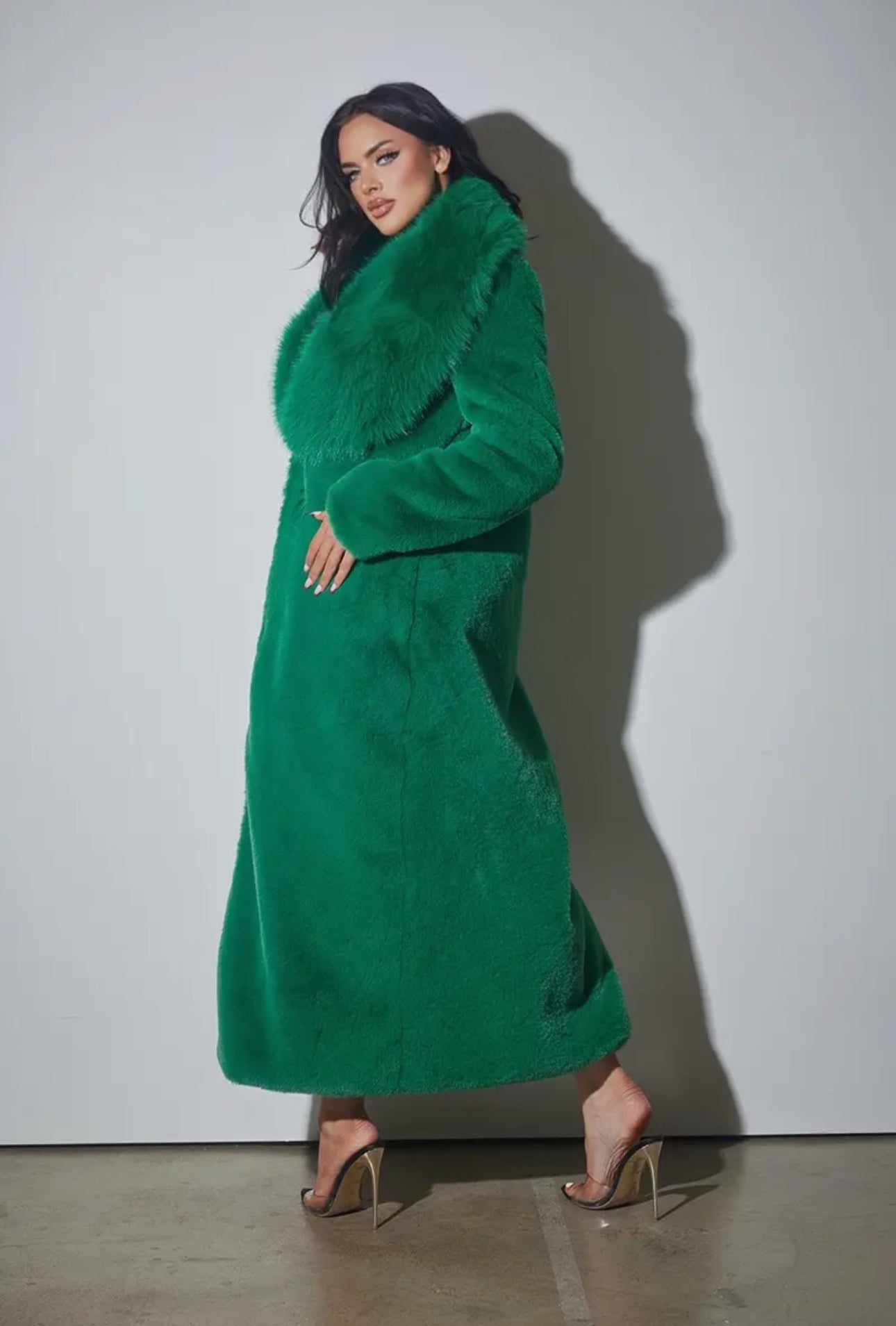Faux Fur Green Coat