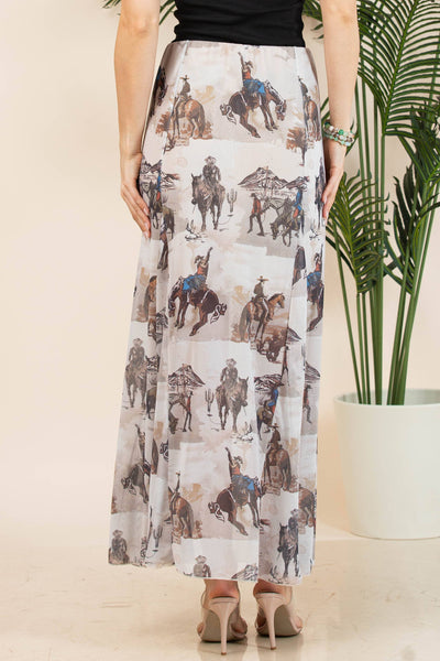 Cowboy Print Lined Full Skirt