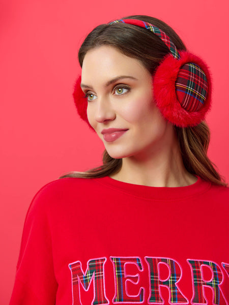 PLAID "MERRY" RELAXED SWEATSHIRTS