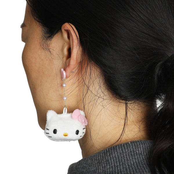 Hello Kitty Heart & Pearls Plush Earrings