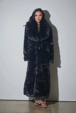 Faux Fur Black Coat