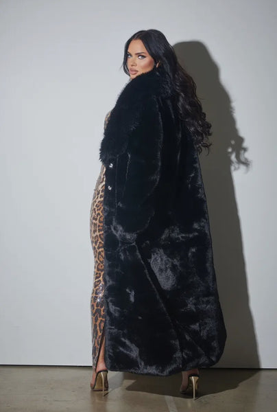 Faux Fur Black Coat