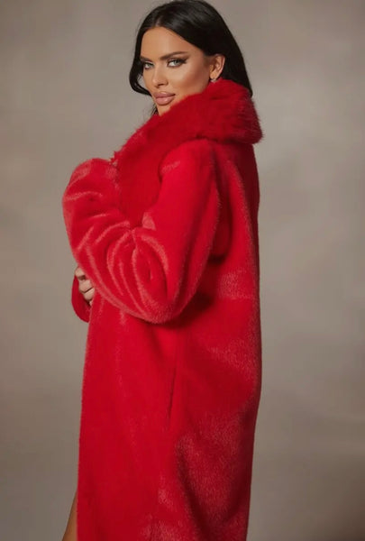 Faux Fur Red Coat