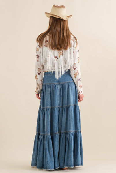 Long Blue Jean Skirt