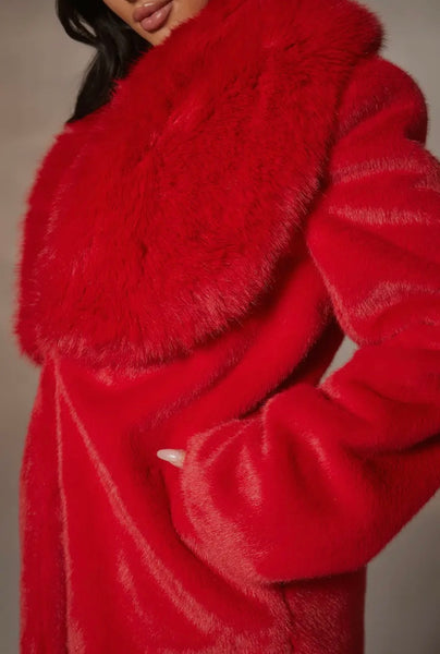 Faux Fur Red Coat