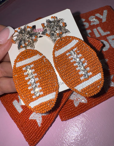 Football beaded earrings